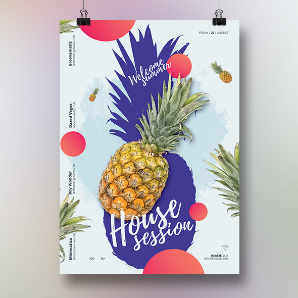 pineapple party poster template