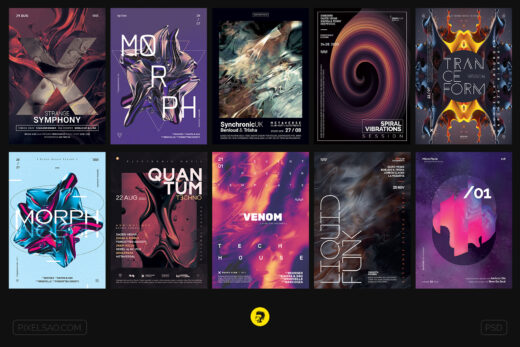 Progressive Music Party Flyers Bundle | Pixelsao Templates
