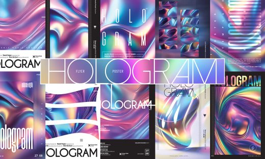 hologram party flyers bundle
