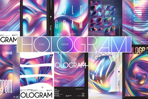 hologram party flyers bundle