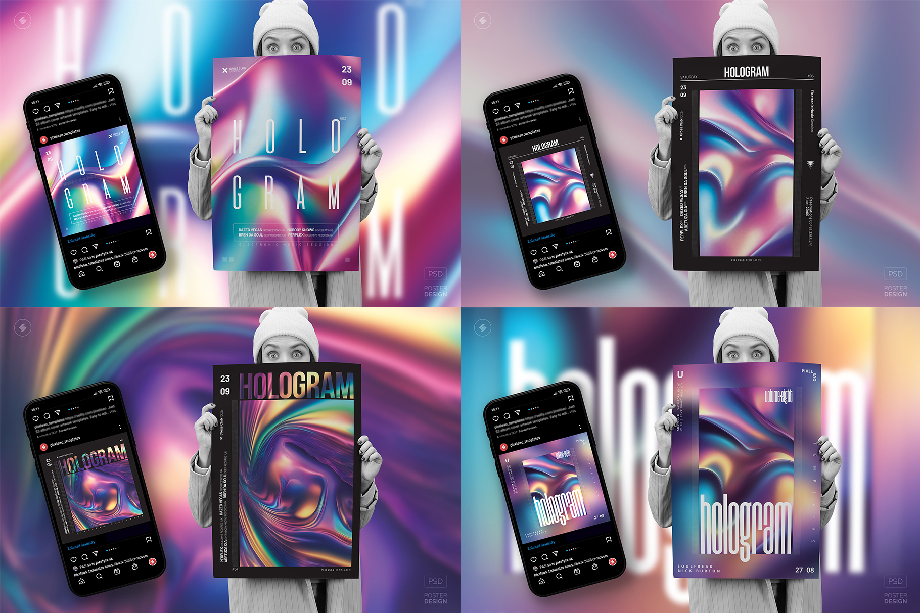 holographic party flyers