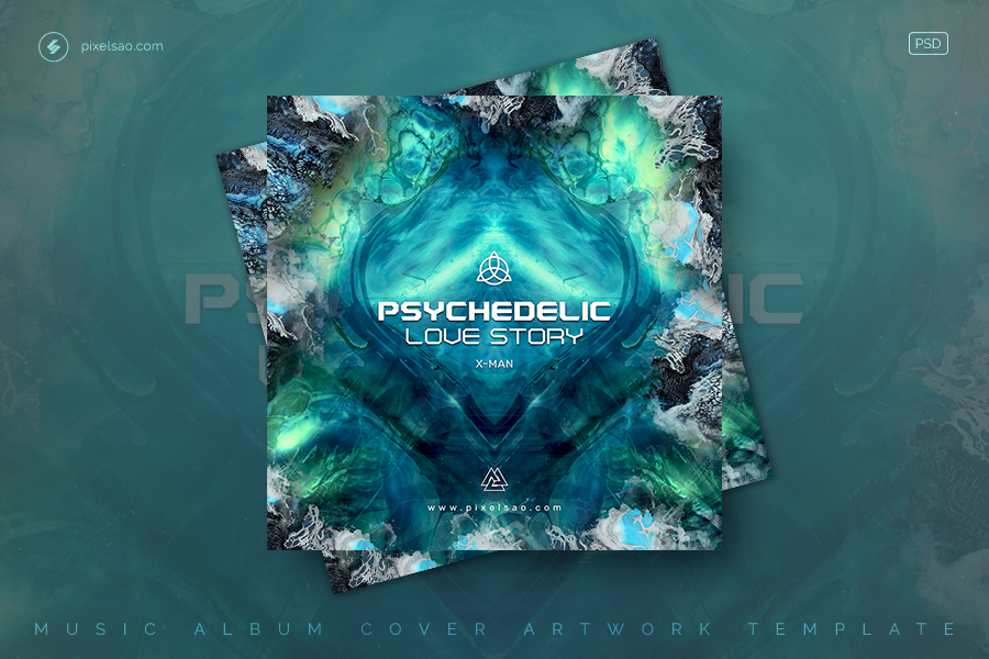 Psychedelic Love Album Cover PSD