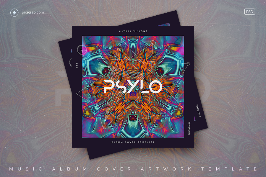 Colorful Psychedelic Album Cover PSD