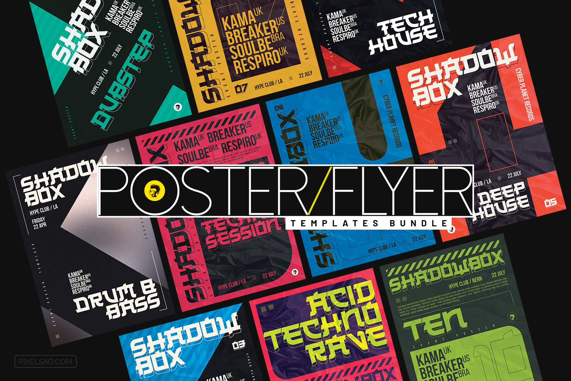 typographic party flyers bundle