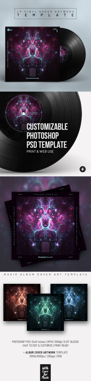 LP Vinyl Album Cover PSD Templates | Pixelsao Templates